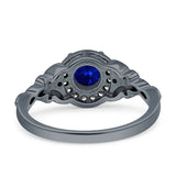 Art Deco Round Engagement Ring Cubic Zirconia 925 Sterling Silver