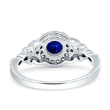 Art Deco Round Engagement Ring Cubic Zirconia 925 Sterling Silver