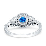 Art Deco Round Engagement Ring Cubic Zirconia 925 Sterling Silver