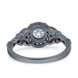 Art Deco Round Engagement Ring Cubic Zirconia 925 Sterling Silver