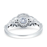 Art Deco Round Engagement Ring Cubic Zirconia 925 Sterling Silver