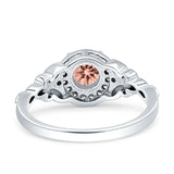 Art Deco Round Engagement Ring Cubic Zirconia 925 Sterling Silver