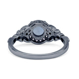 Halo Vintage Style Round Natural Aquamarine Engagement Ring