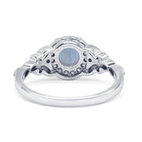 Halo Vintage Style Round Natural Aquamarine Engagement Ring