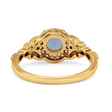Halo Vintage Style Round Natural Aquamarine Engagement Ring