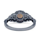 Halo Vintage Style Round Natural Smoky Quartz Engagement Ring