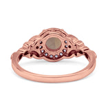 Halo Vintage Style Round Natural Smoky Quartz Engagement Ring