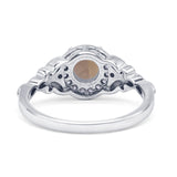 Halo Vintage Style Round Natural Smoky Quartz Engagement Ring