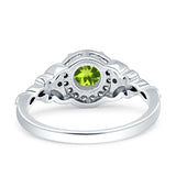 Art Deco Round Engagement Ring Cubic Zirconia 925 Sterling Silver