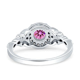 Art Deco Round Engagement Ring Cubic Zirconia 925 Sterling Silver