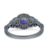 Art Deco Round Engagement Ring Cubic Zirconia 925 Sterling Silver