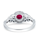 Art Deco Round Engagement Ring Cubic Zirconia 925 Sterling Silver