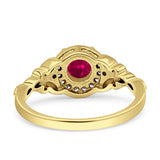 Art Deco Round Engagement Ring Cubic Zirconia 925 Sterling Silver