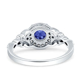 Art Deco Round Engagement Ring Cubic Zirconia 925 Sterling Silver