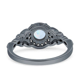 Art Deco Round Engagement Ring Cubic Zirconia 925 Sterling Silver