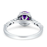 Halo Round Engagement Ring Cubic Zirconia 925 Sterling Silver