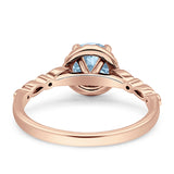 Halo Round Engagement Ring Cubic Zirconia 925 Sterling Silver