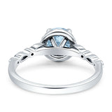 Halo Round Engagement Ring Cubic Zirconia 925 Sterling Silver