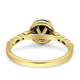 Halo Round Engagement Ring Cubic Zirconia 925 Sterling Silver