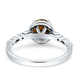 Halo Round Engagement Ring Cubic Zirconia 925 Sterling Silver