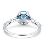 Halo Round Engagement Ring Cubic Zirconia 925 Sterling Silver