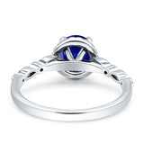 Halo Round Engagement Ring Cubic Zirconia 925 Sterling Silver