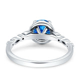 Halo Round Engagement Ring Cubic Zirconia 925 Sterling Silver