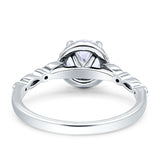 Halo Round Engagement Ring Cubic Zirconia 925 Sterling Silver