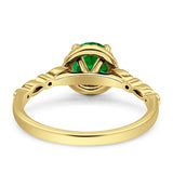 Halo Round Engagement Ring Cubic Zirconia 925 Sterling Silver