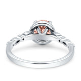 Halo Round Engagement Ring Cubic Zirconia 925 Sterling Silver