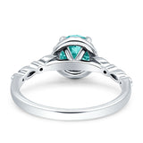 Halo Round Engagement Ring Cubic Zirconia 925 Sterling Silver