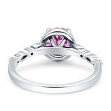 Halo Round Engagement Ring Cubic Zirconia 925 Sterling Silver