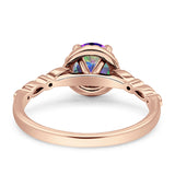 Halo Round Engagement Ring Cubic Zirconia 925 Sterling Silver