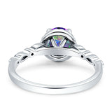 Halo Round Engagement Ring Cubic Zirconia 925 Sterling Silver