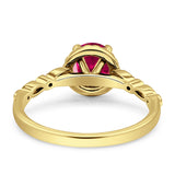 Halo Round Engagement Ring Cubic Zirconia 925 Sterling Silver