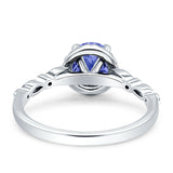 Halo Round Engagement Ring Cubic Zirconia 925 Sterling Silver