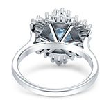 Floral Art Deco Round Engagement Ring Simulated Cubic Zirconia 925 Sterling Silver