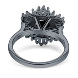 Floral Art Deco Round Engagement Ring Simulated Cubic Zirconia 925 Sterling Silver