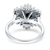 Floral Art Deco Round Engagement Ring Simulated Cubic Zirconia 925 Sterling Silver