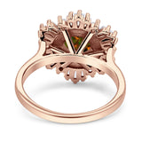 Floral Art Deco Round Engagement Ring Simulated Cubic Zirconia 925 Sterling Silver