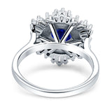 Floral Art Deco Round Engagement Ring Simulated Cubic Zirconia 925 Sterling Silver