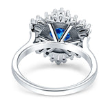 Floral Art Deco Round Engagement Ring Simulated Cubic Zirconia 925 Sterling Silver