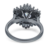 Floral Art Deco Round Engagement Ring Simulated Cubic Zirconia 925 Sterling Silver