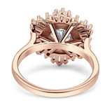 Floral Art Deco Round Engagement Ring Simulated Cubic Zirconia 925 Sterling Silver