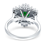 Floral Art Deco Round Engagement Ring Simulated Cubic Zirconia 925 Sterling Silver