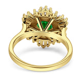 Floral Art Deco Round Engagement Ring Simulated Cubic Zirconia 925 Sterling Silver