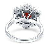 Floral Art Deco Round Engagement Ring Simulated Cubic Zirconia 925 Sterling Silver