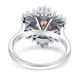 Floral Art Deco Round Engagement Ring Simulated Cubic Zirconia 925 Sterling Silver