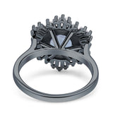 Floral Art Deco Round Natural Aquamarine Halo Engagement Ring