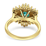 Floral Art Deco Round Engagement Ring Simulated Cubic Zirconia 925 Sterling Silver